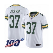 Men's Green Bay Packers #37 Josh Jackson White Vapor Untouchable Limited Player 100th Season Football Jersey