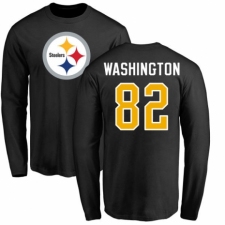 Nike Pittsburgh Steelers #82 James Washington Black Name & Number Logo Long Sleeve T-Shirt