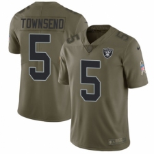 Men's Nike Oakland Raiders #5 Johnny Townsend Limited Olive 2017 Salute to Service NFL Jersey