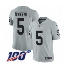 Men's Oakland Raiders #5 Johnny Townsend Limited Silver Inverted Legend 100th Season Football Jersey