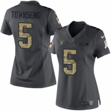 Women's Nike Oakland Raiders #5 Johnny Townsend Limited Black 2016 Salute to Service NFL Jersey