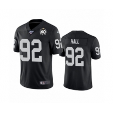 Youth Oakland Raiders #92 P.J. Hall Black 60th Anniversary Vapor Untouchable Limited Player 100th Season Football Jersey