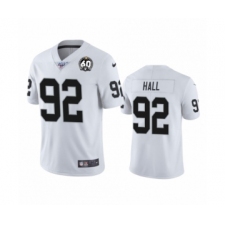 Youth Oakland Raiders #92 P.J. Hall White 60th Anniversary Vapor Untouchable Limited Player 100th Season Football Jersey