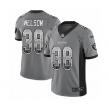 Men's Nike Oakland Raiders #38 Nick Nelson Limited Gray Rush Drift Fashion NFL Jersey