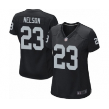 Women's Oakland Raiders #23 Nick Nelson Game Black Team Color Football Jersey