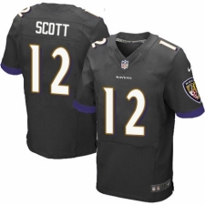 Men's Nike Baltimore Ravens #12 Jaleel Scott Elite Black Alternate NFL Jersey