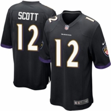 Men's Nike Baltimore Ravens #12 Jaleel Scott Game Black Alternate NFL Jersey