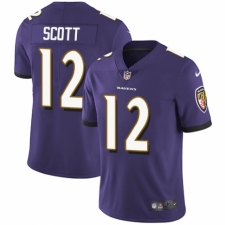 Men's Nike Baltimore Ravens #12 Jaleel Scott Purple Team Color Vapor Untouchable Limited Player NFL Jersey