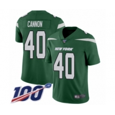 Men's New York Jets #40 Trenton Cannon Green Team Color Vapor Untouchable Limited Player 100th Season Football Jersey