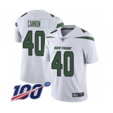 Men's New York Jets #40 Trenton Cannon White Vapor Untouchable Limited Player 100th Season Football Jersey