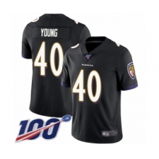 Men's Baltimore Ravens #40 Kenny Young Black Alternate Vapor Untouchable Limited Player 100th Season Football Jersey