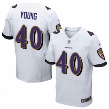 Men's Nike Baltimore Ravens #40 Kenny Young Elite White NFL Jersey