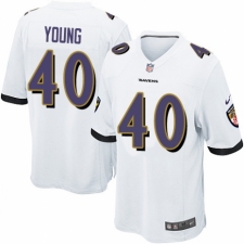 Men's Nike Baltimore Ravens #40 Kenny Young Game White NFL Jersey