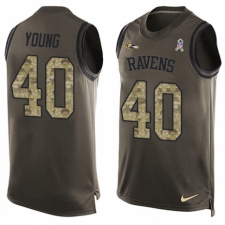 Men's Nike Baltimore Ravens #40 Kenny Young Limited Green Salute to Service Tank Top NFL Jersey