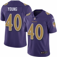Men's Nike Baltimore Ravens #40 Kenny Young Limited Purple Rush Vapor Untouchable NFL Jersey