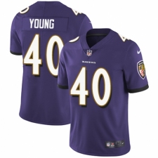 Men's Nike Baltimore Ravens #40 Kenny Young Purple Team Color Vapor Untouchable Limited Player NFL Jersey