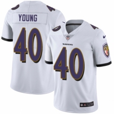 Men's Nike Baltimore Ravens #40 Kenny Young White Vapor Untouchable Limited Player NFL Jersey