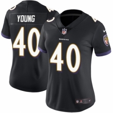 Women's Nike Baltimore Ravens #40 Kenny Young Black Alternate Vapor Untouchable Limited Player NFL Jersey