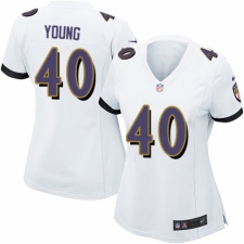 Women's Nike Baltimore Ravens #40 Kenny Young Game White NFL Jersey