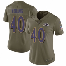 Women's Nike Baltimore Ravens #40 Kenny Young Limited Olive 2017 Salute to Service NFL Jersey