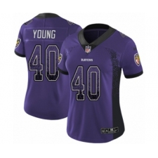 Women's Nike Baltimore Ravens #40 Kenny Young Limited Purple Rush Drift Fashion NFL Jersey