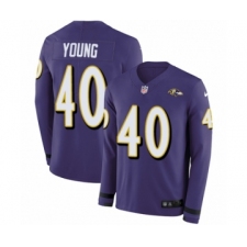 Youth Nike Baltimore Ravens #40 Kenny Young Limited Purple Therma Long Sleeve NFL Jersey