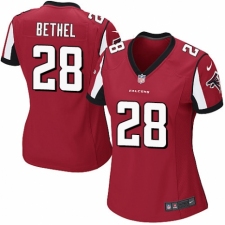 Women's Nike Atlanta Falcons #28 Justin Bethel Game Red Team Color NFL Jersey