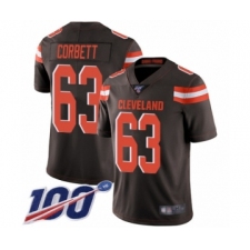 Men's Cleveland Browns #63 Austin Corbett Brown Team Color Vapor Untouchable Limited Player 100th Season Football Jersey