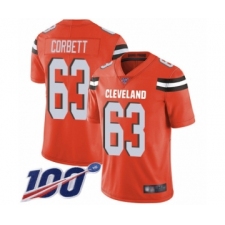 Men's Cleveland Browns #63 Austin Corbett Orange Alternate Vapor Untouchable Limited Player 100th Season Football Jersey