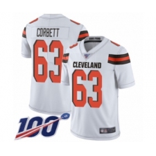 Men's Cleveland Browns #63 Austin Corbett White Vapor Untouchable Limited Player 100th Season Football Jersey