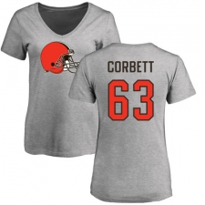 NFL Women's Nike Cleveland Browns #63 Austin Corbett Ash Name & Number Logo T-Shirt