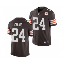 Men's Cleveland Browns #24 Nick Chubb 2021 Brown 75th Anniversary Patch Vapor Untouchable Limited Jersey