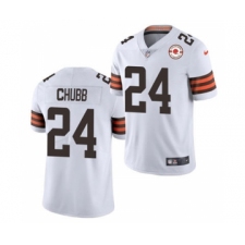 Men's Cleveland Browns #24 Nick Chubb 2021 White 75th Anniversary Patch Vapor Untouchable Limited Jersey