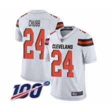 Men's Cleveland Browns #24 Nick Chubb White Vapor Untouchable Limited Player 100th Season Football Jersey