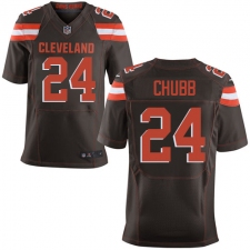 Men's Nike Cleveland Browns #24 Nick Chubb Elite Brown Team Color NFL Jersey