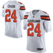 Men's Nike Cleveland Browns #24 Nick Chubb Elite White NFL Jersey