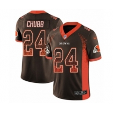 Men's Nike Cleveland Browns #24 Nick Chubb Limited Brown Rush Drift Fashion NFL Jersey