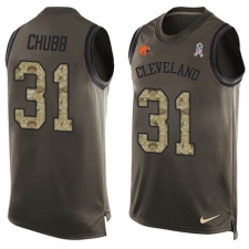 Men's Nike Cleveland Browns #31 Nick Chubb Limited Green Salute to Service Tank Top NFL Jersey
