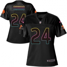 Women's Nike Cleveland Browns #24 Nick Chubb Game Black Fashion NFL Jersey