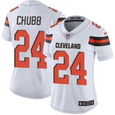 Women's Nike Cleveland Browns #24 Nick Chubb White Vapor Untouchable Limited Player NFL Jersey