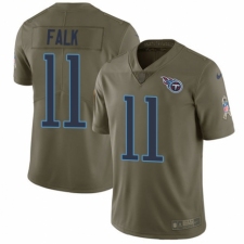 Men's Nike Tennessee Titans #11 Luke Falk Limited Olive 2017 Salute to Service NFL Jersey
