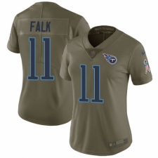 Women's Nike Tennessee Titans #11 Luke Falk Limited Olive 2017 Salute to Service NFL Jersey