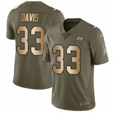 Youth Nike Tampa Bay Buccaneers #33 Carlton Davis Limited Olive/Gold 2017 Salute to Service NFL Jersey