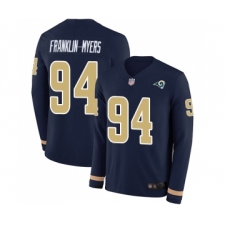 Men's Los Angeles Rams #94 John Franklin-Myers Limited Navy Blue Therma Long Sleeve Football Jersey