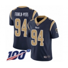 Men's Los Angeles Rams #94 John Franklin-Myers Navy Blue Team Color Vapor Untouchable Limited Player 100th Season Football Jersey