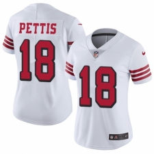 Women's Nike San Francisco 49ers #18 Dante Pettis Limited White Rush Vapor Untouchable NFL Jersey