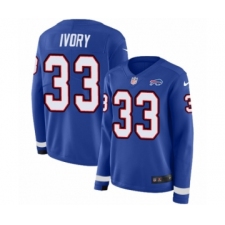 Women's Nike Buffalo Bills #33 Chris Ivory Limited Royal Blue Therma Long Sleeve NFL Jersey