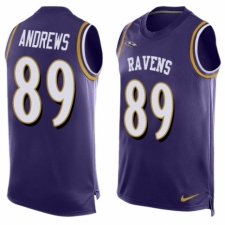 Men's Nike Baltimore Ravens #89 Mark Andrews Elite Purple Player Name & Number Tank Top NFL Jersey