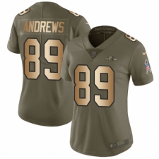 Women's Nike Baltimore Ravens #89 Mark Andrews Limited Olive/Gold Salute to Service NFL Jersey