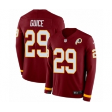 Men's Nike Washington Redskins #29 Derrius Guice Limited Burgundy Therma Long Sleeve NFL Jersey